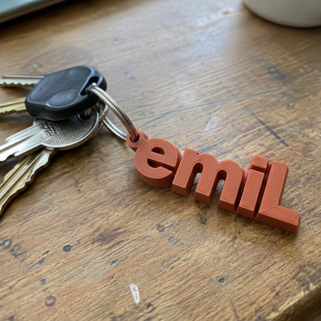 3D-geprinte sleutelhanger met naam als cadeau